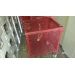 Rolling Red Cage Cart w Lockable Lift Up Lid and Drop Slot
